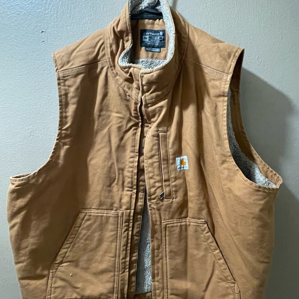 Vintage Carhartt Men's Tan Work sherpa Vest